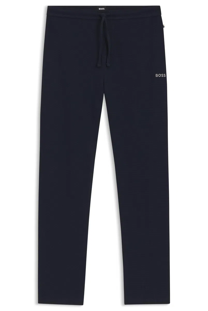 BOSS Herren Waffle Pants Pyjama-Hose aus Baumwoll-Mix mit gesticktem Logo