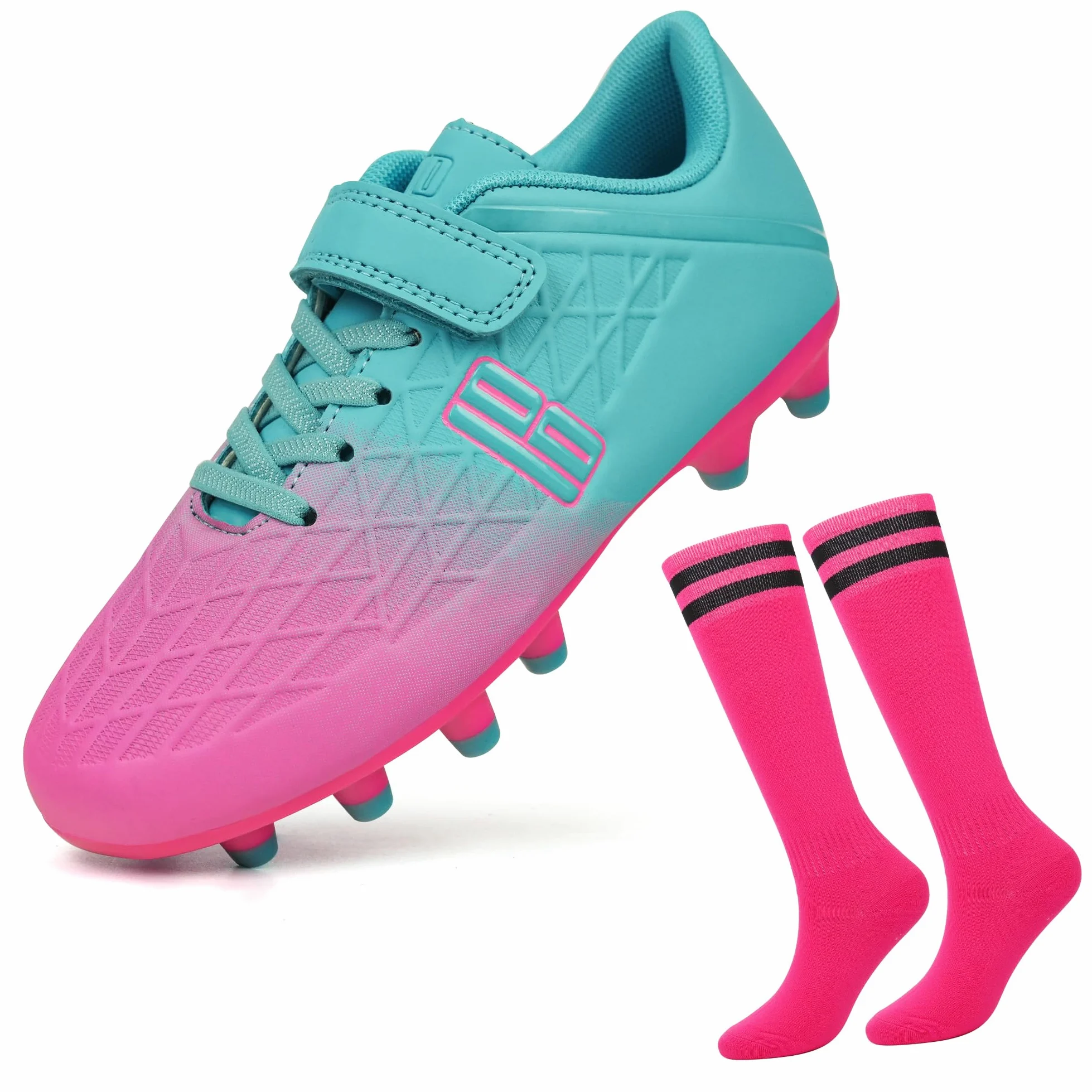 JABASIC Fussballschuhe Kinder Firm Ground Football Schuhe Jungen Mädchen Fußballschuhe mit Fußball-Socken
