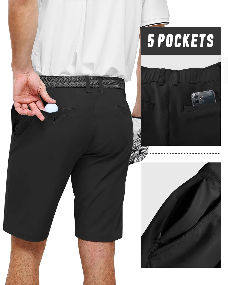 33,000ft Herren Golf Shorts Stretch Kurze Golfhosen Leichte Schnelltrocknende 11" Bermuda Shorts Kurze Hose mit 3 Tee-Halter Casual Shorts Arbeitshorts mit 5 Taschen für Golfen Arbeit
