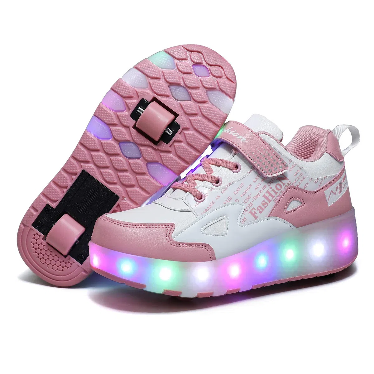 LED USB wiederaufladbar Lichter blinkende Farbe wechselnde Schuhe Multisport Outdoor auf Rollen Sport Gymnastik Sneakers mit Rolle Mädchen Jungen
