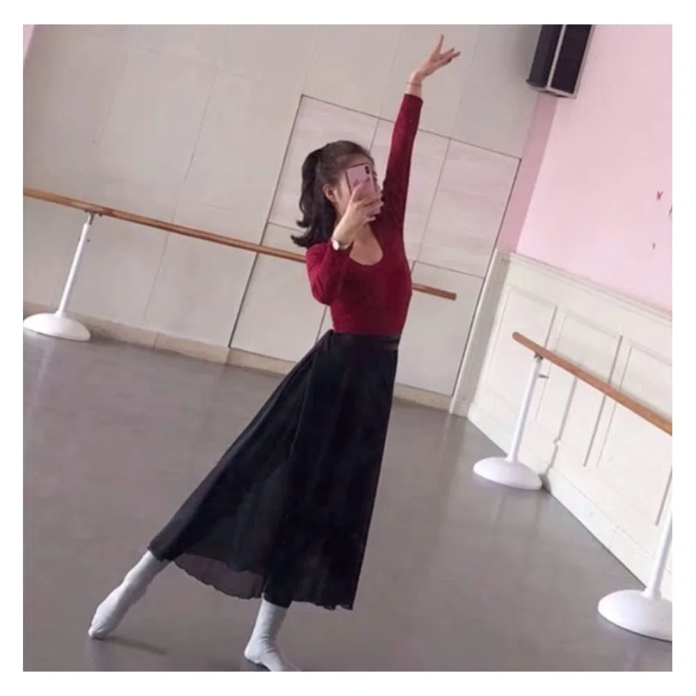 Ballett Wickelrock Chiffon Damen Tanz Rock Mit Taille Krawatte Und Dünner,Anwendbar auf weibliche Tanzausbildung