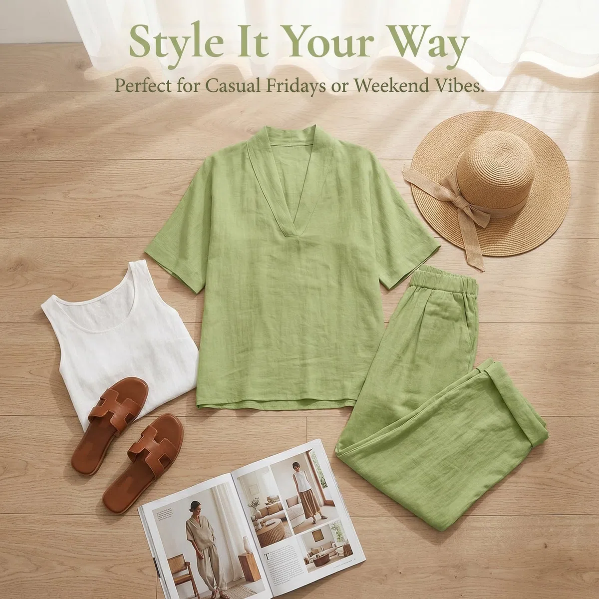 2 Teiler Damen Sommer Trainingsanzüge Zweiteiliges Set Kurzarm Knopfbluse & Weite Hose Musselin Leinenanzug Elegant Leichte Hosenanzug Strand Outfits Einfarbig Hausanzug Freizeitanzug