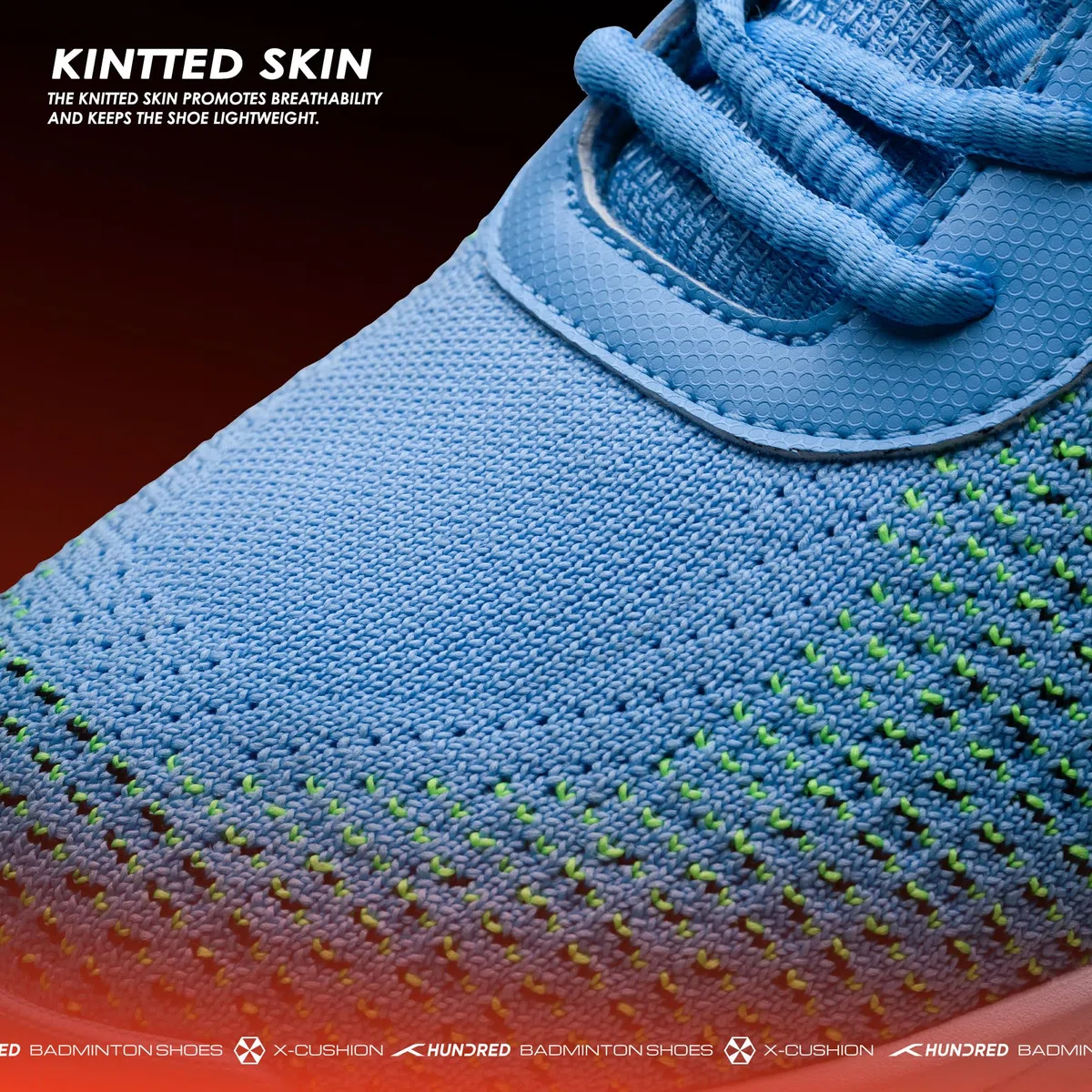 HUNDRED Blade Lite Non Marking Badminton Shoes | Unisex | Material: Knitted Upper & Rubber Sole| Perfect for Squash, Table Tennis, Volleyball, Basketball