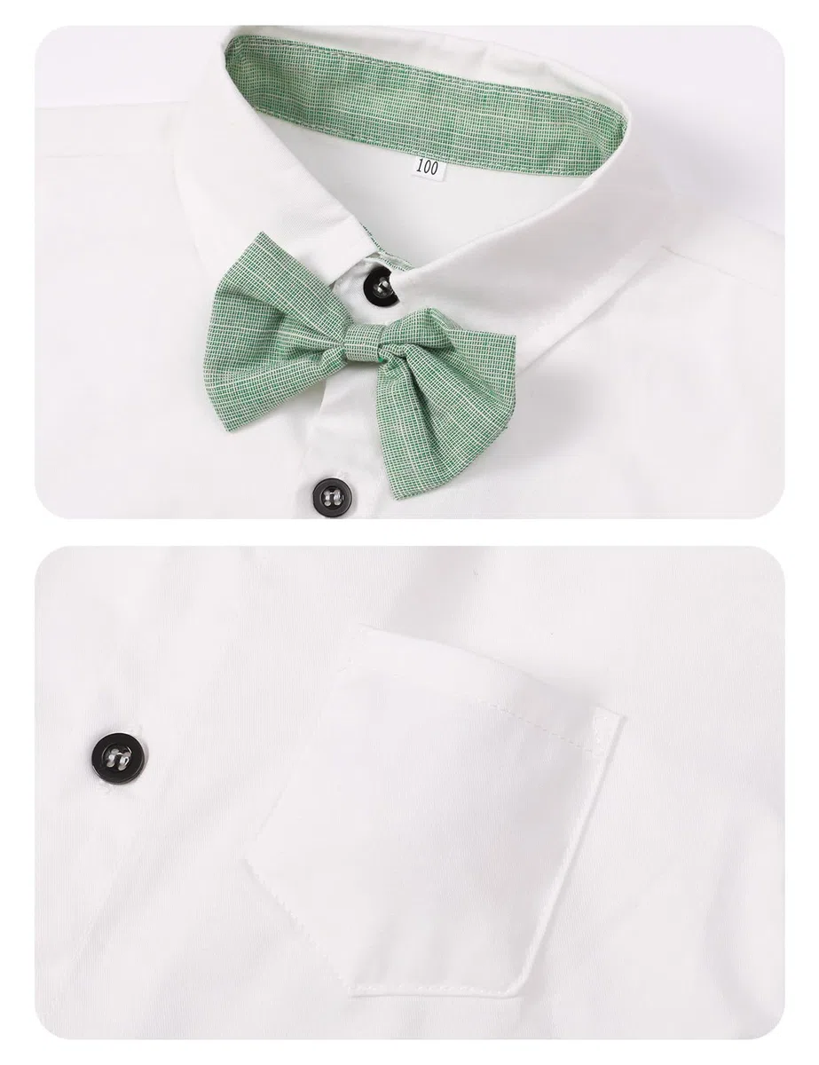 mintgreen Baby Jungen Anzüge, Neugeborenes Hemd Hose Taufe Gentleman Outfit Kurzarm Passen mit Strap, 1–4 Jahre