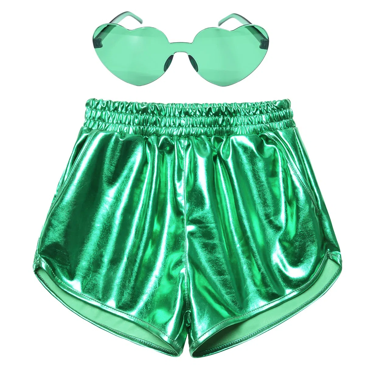 Perfashion Metallic-Shorts, glänzend, kurz, glitzernd, Partyhosen und Sonnenbrillen