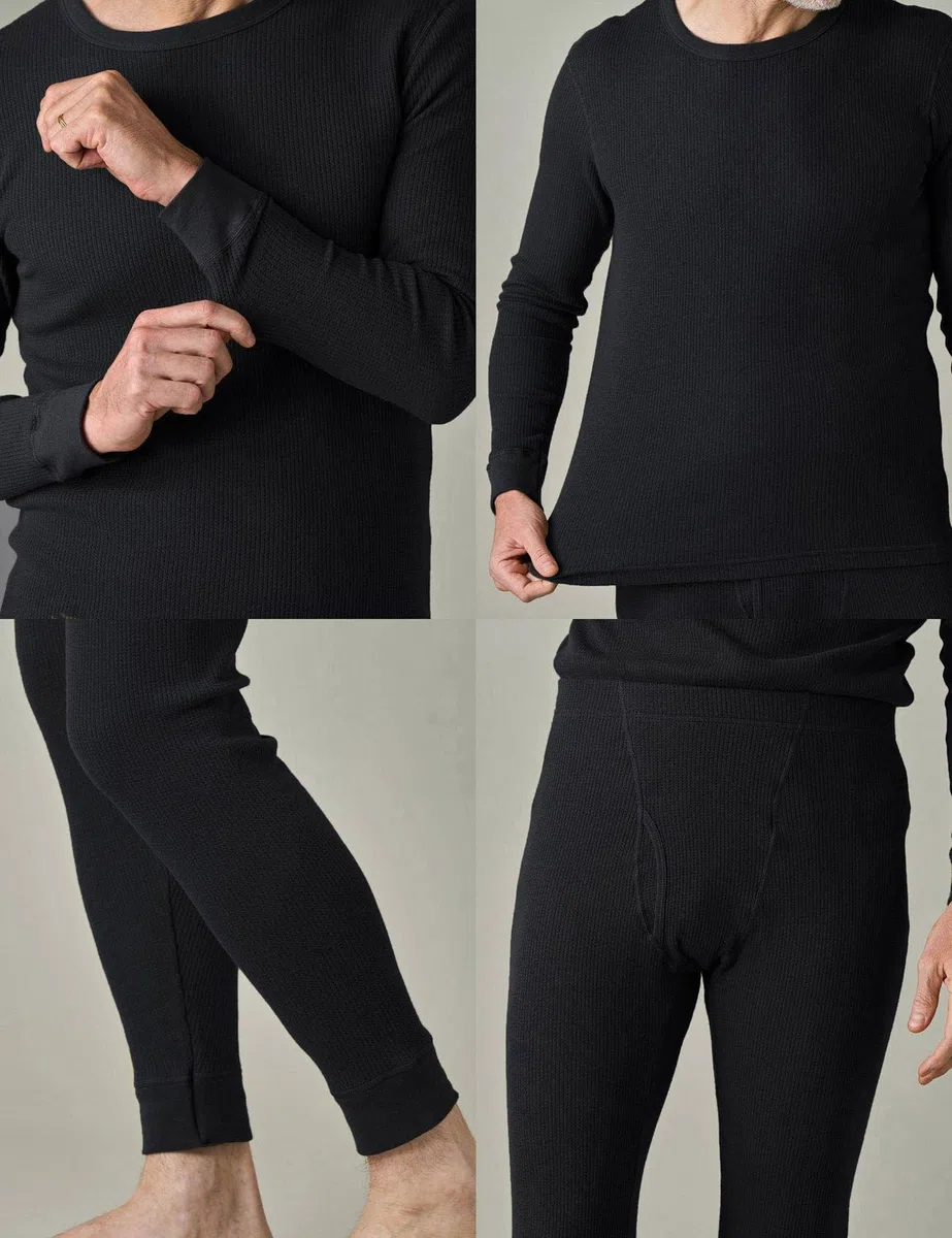 LAPASA Herren Waffelstrick Thermounterwäsche – Set aus Thermo Oberteil & Unterhose oder Oberteil einzeln (Warm/Extra Warm) M60