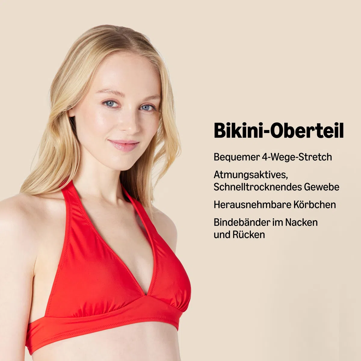 Amazon Essentials Damen Bikini-Badeanzug-Oberteil mit Leichter Unterstützung und gebundenem Neckholder (in Übergröße erhältlich)