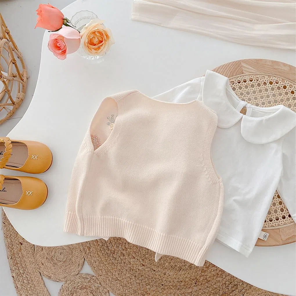3 Monate-6Jahre Baby Mädchen Ärmellose Weste Strickjacke 68/74/80/86/92 weich Ärmellose Pullunder Strickweste mit Knopfverschluss Frühling Herbst 98/104/116/120