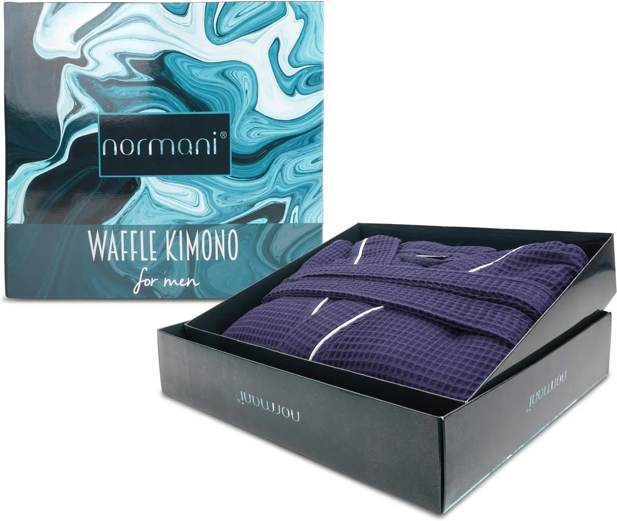 normani Herren Bademantel Morgenmantel aus 100% Baumwolle - Waffelbademantel - dünner Kimono für Männer