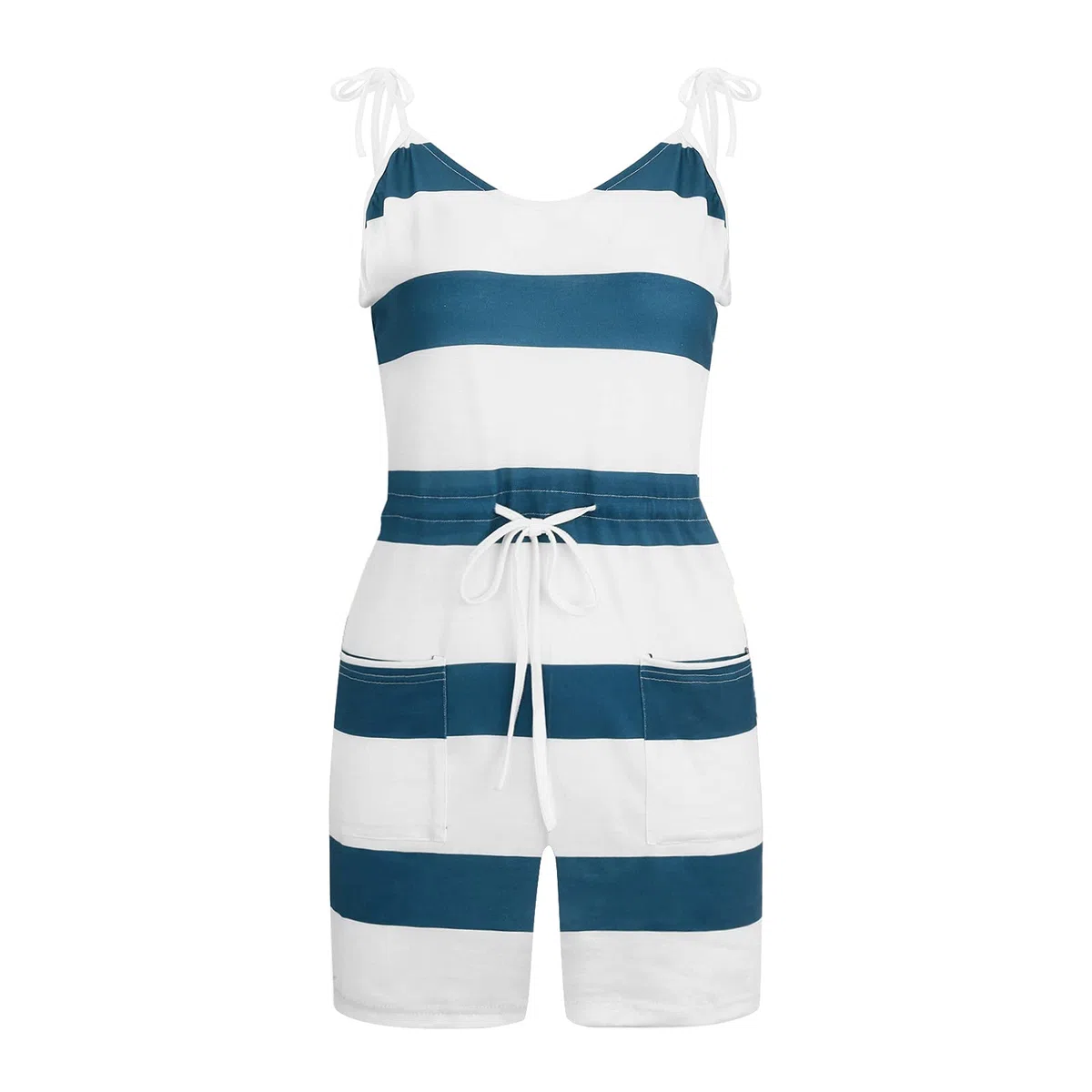 DeaAmyGline Träger Jumpsuit Damen Kurz, Gestreifte Overall Damen Sommer,Latzhose Damen Sexy Spaghetti V-Ausschnitt Jumpsuit-Kleid Romper Einteiler Shorts Hose Playsuit Hosenanzug Jumpsuits für Frauen