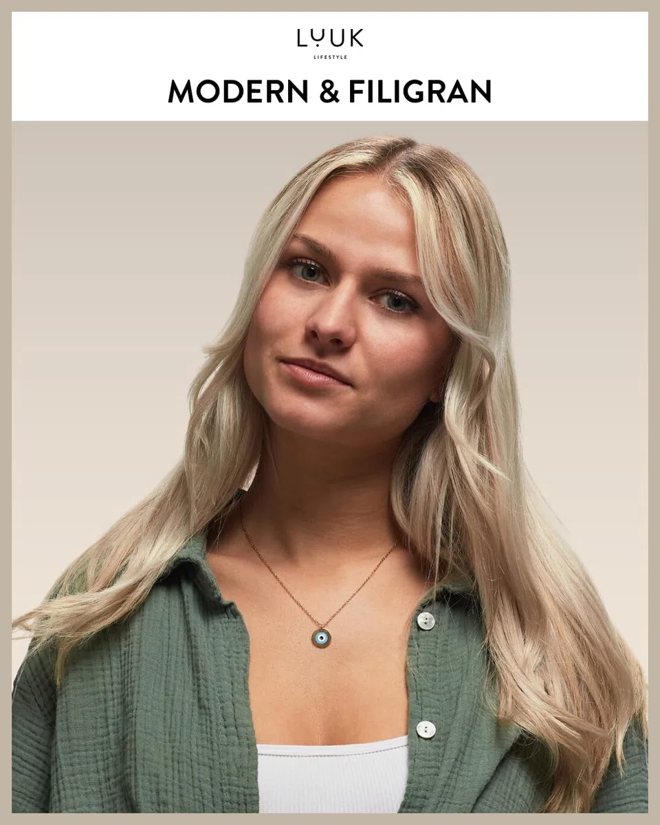 LUUK LIFESTYLE Feminine Halsketten aus Edelstahl mit schlichten Anhängern in zeitlosem Design, Glücksbringer, alltagstauglich und langlebig, HAPPINESS Spruchkarte, Geschenk, Silber, Gold, Roségold