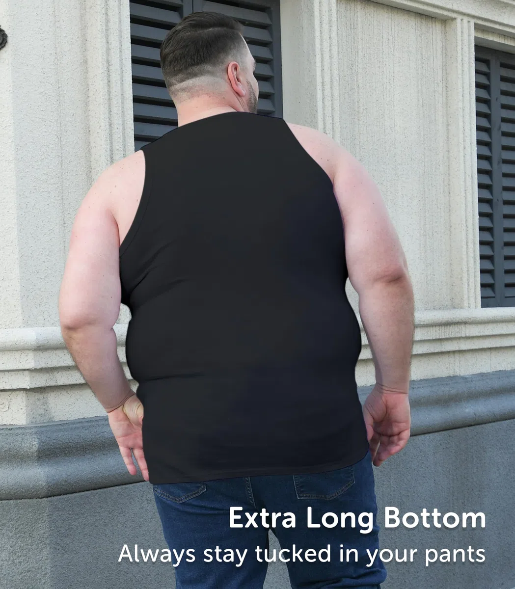 Comfneat Herren 4-Pack Big & Tall Elastisch Tank Tops 3XL-7XL Unterhemden | Bauwolle Elasthan, Ärmellose