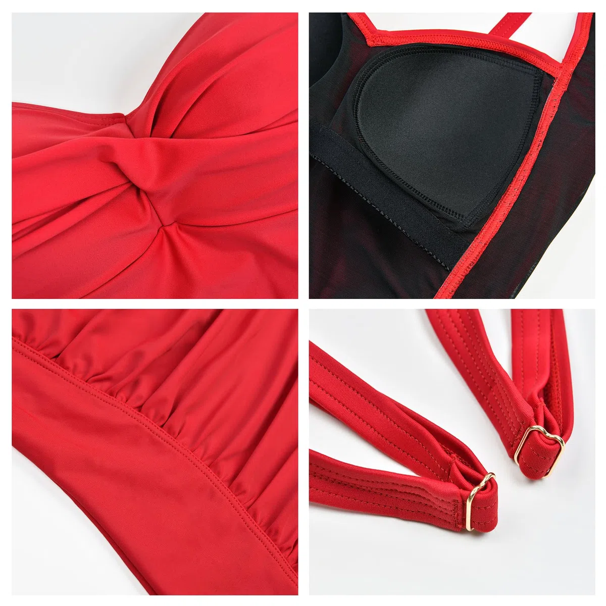 WIN.MAX Badeanzug mit einteiligem Badeanzug und gerüster, gepolsterter Badebekleidung, Badeanzüge in Übergröße für Frauen Vintage Push Up Monokinis, für C bis DD Tasse