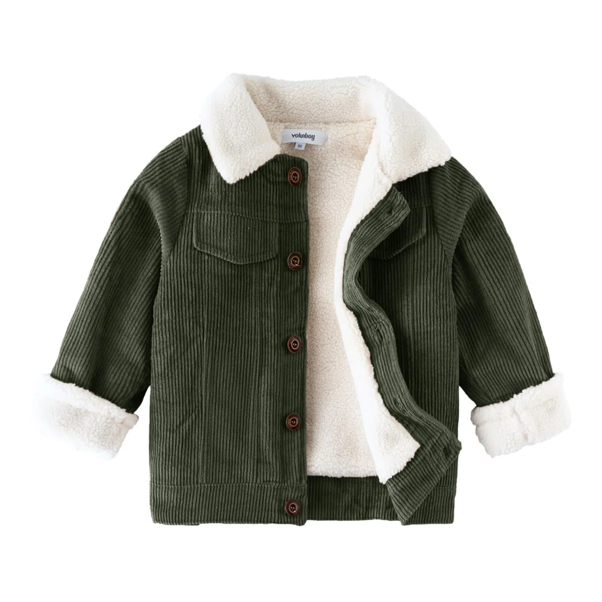 Volunboy Baby Jungen Cordjacke mit Sherpa-Innenfutter, Fleece Gefüttert Gepolsterte Corduroy Winterjacke