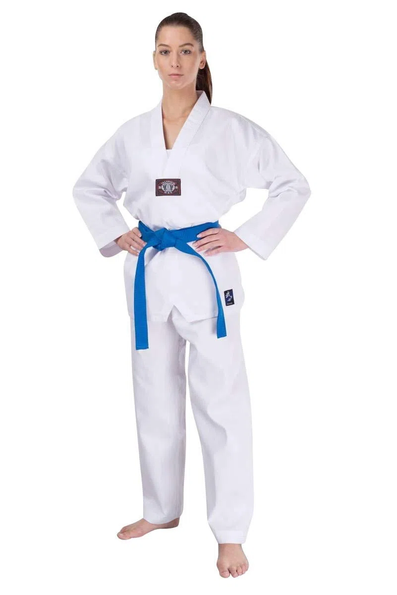 S.B.J - Sportland Taekwondo Anzug/Dobok Kampfsportanzug Basic Wei Unisex-Jugendliche, Unisex-Erwachsene