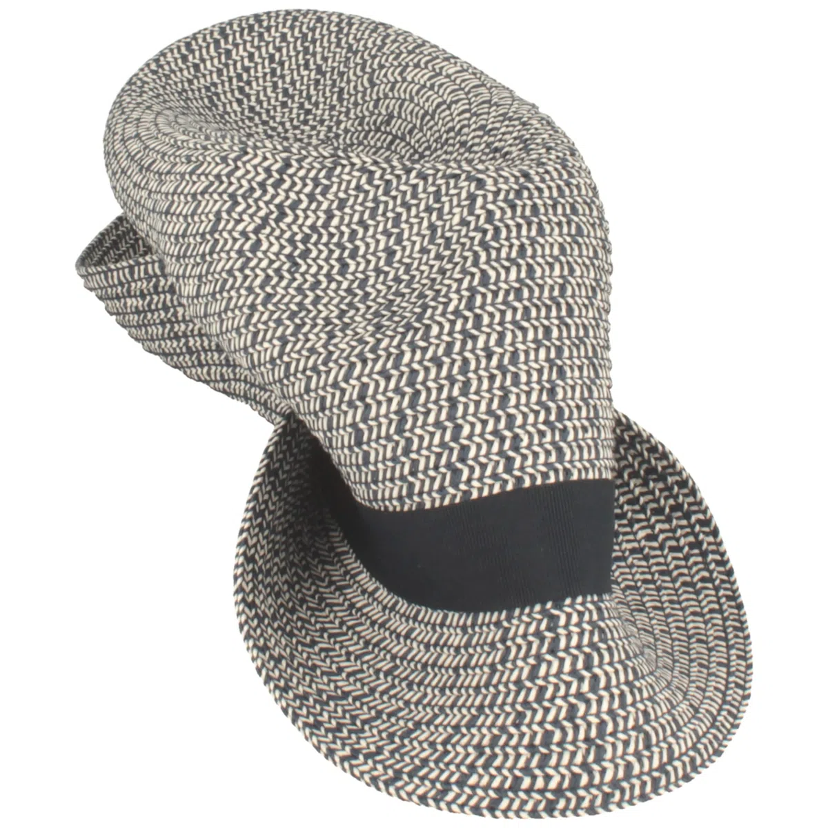 Breiter Strohhut Trilby Sommerhut Pork Pie Sonnenhut 100% Papier Hut knautschbar, farbige Ripsb-Garnitur, Hautfreundlich & Bequem