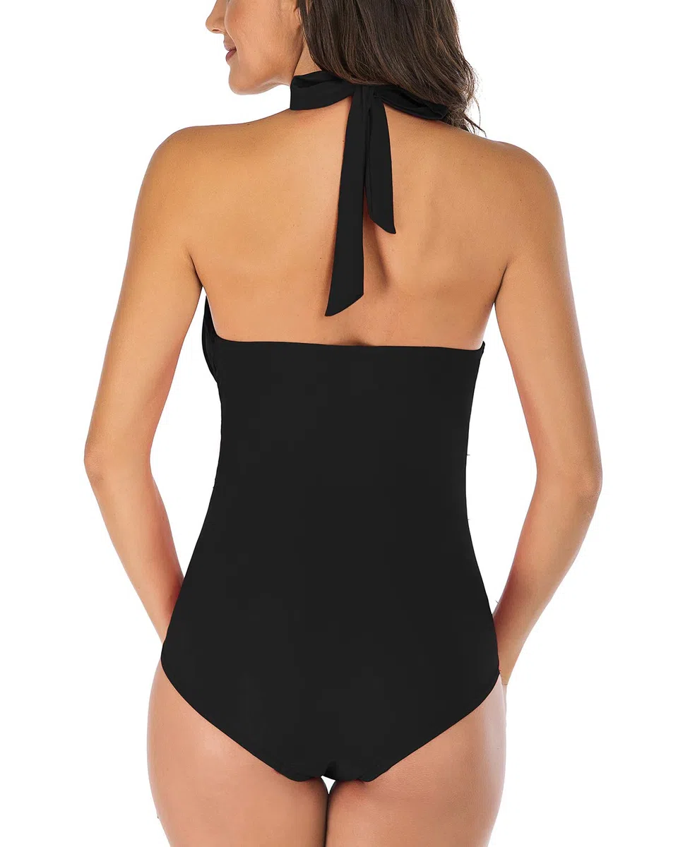 Damen Badeanzug V Ausschnitt Neckholder Bauchweg Damen Badeanzüge Einteilige Push Up Bademode Swimsuit