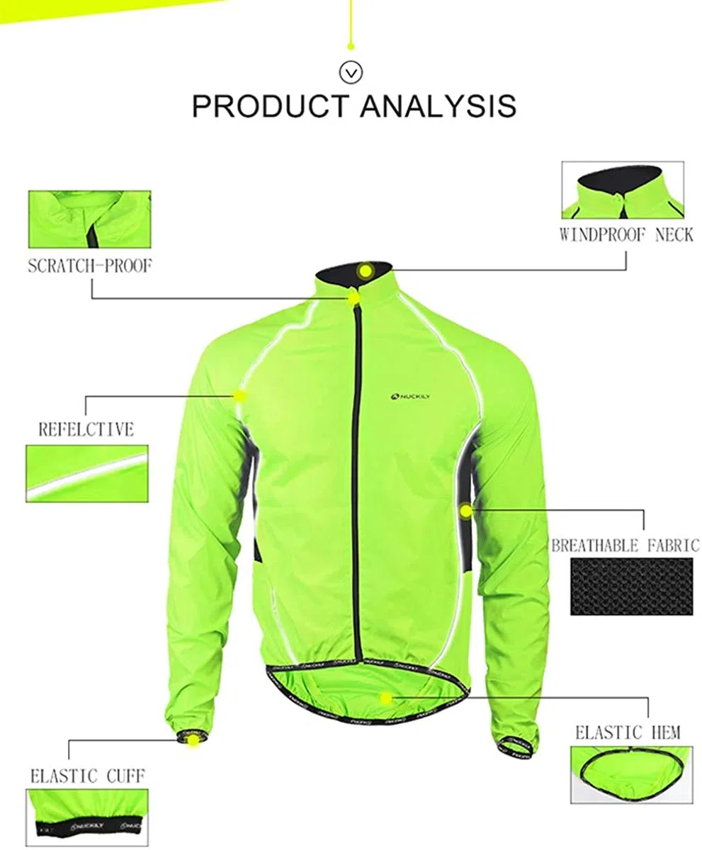 NUCKILY Herren Fahrradjacke Leichte Anti-UV Jersey Winddicht Wasserabweisend Mantel Laufen Windbreaker Regenmantel Outdoor Sportbekleidung