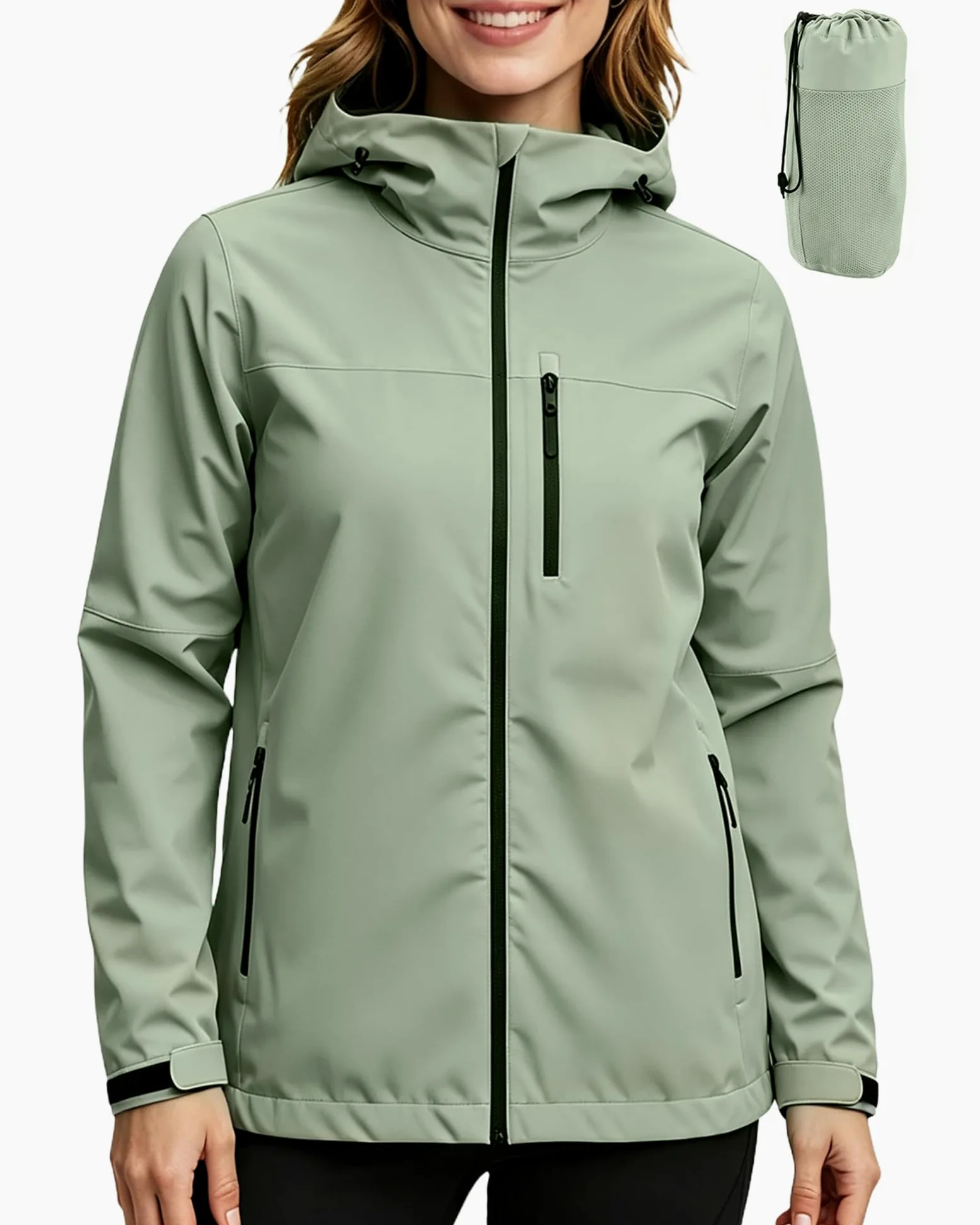Regenjacke Damen Wasserdicht Atmungsaktiv Regenanzug Freizeitjacke Kapuze Regenjacke Geeignet für Wandern Bergsteigen Angeln Camping Radfahren und Jagen