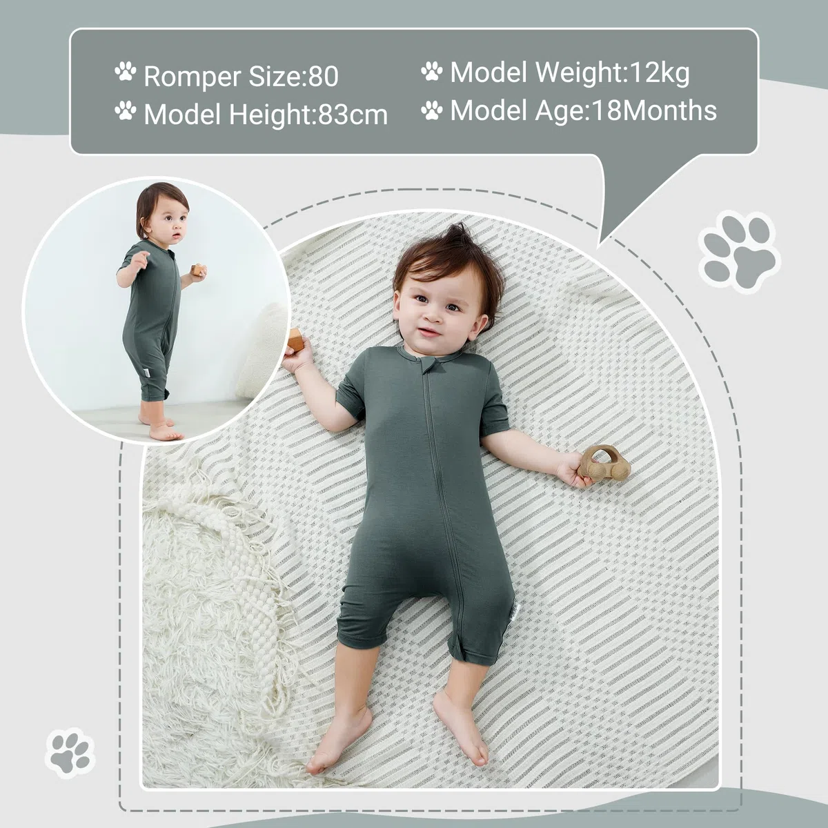 Unisex Baby Jungen Mädchen Bambusfaser Kurzarm Frühling Strampler Jumpsuit Sommer Bodysuit für 0-24 Monate, 2er Pack