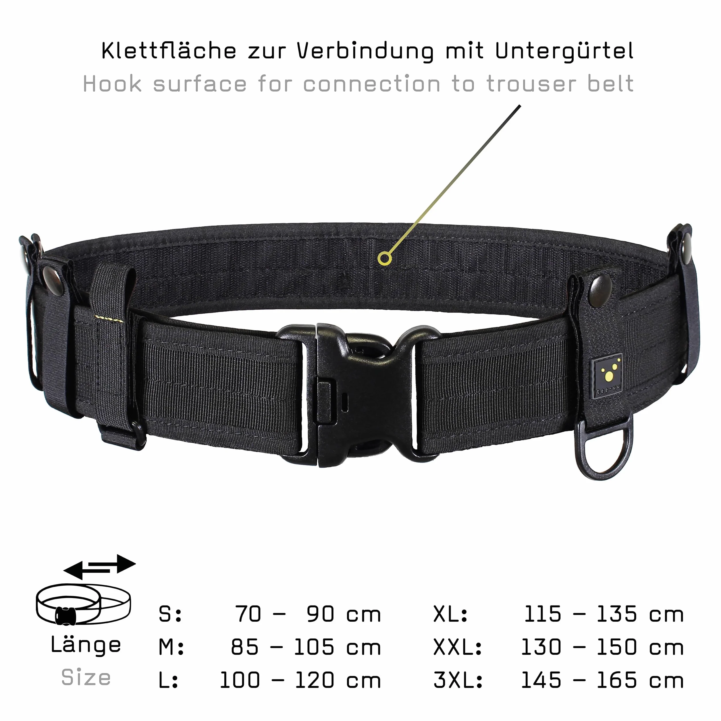tee-uu BLACK Rettungsdienstkoppel | Komplett-Set inkl. INNER Untergürtel und BELT KEEPER Set | Größen S-3XL