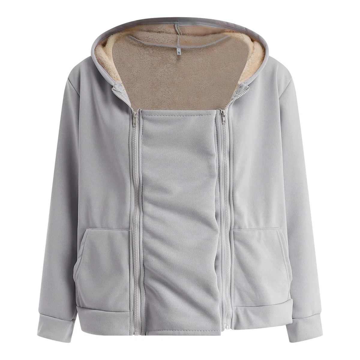 Umstandsjacke mit Babyeinsatz Warm Teddy Fleecejacke Umstands jacke Winter Umstandsmode 2 in 1 Tragejacke mit Taschen Teddyfleece Winterjacke Flauschig Weich Plüschjacke Einfarbig Teddyjacke