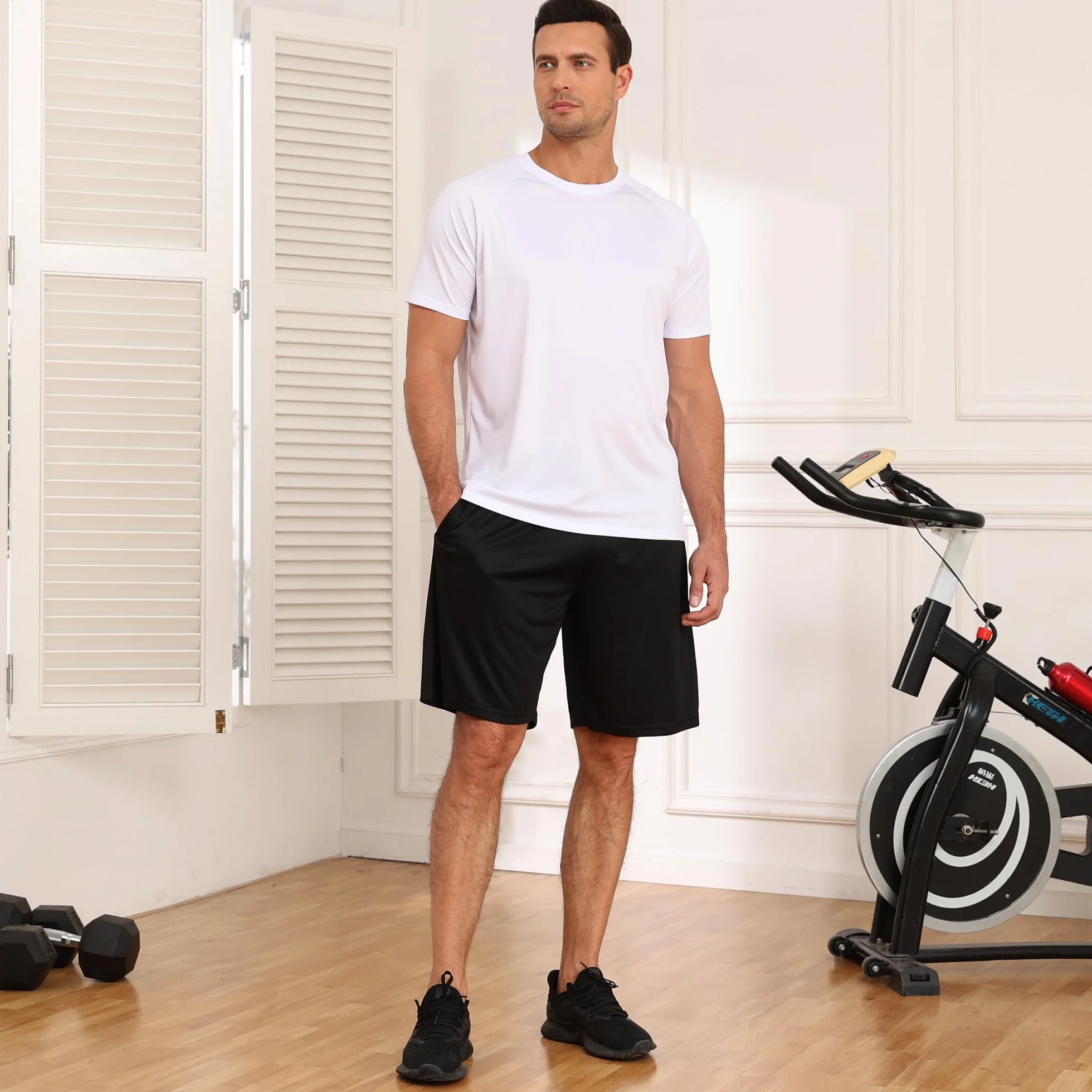 3/5er Pack Sporthose Herren Kurz Hosen Sport Shorts mit Taschen Schnell Trocknend Trainingshose Laufhose für Gym Basketball Fitness