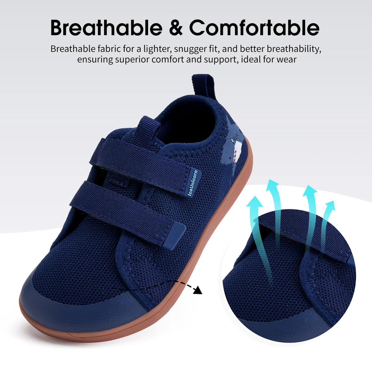 IceUnicorn Kinder Barfußschuhe Breite Zehenbox Jungen Mädchen Hausschuhe Minimalistische Outdoor Traillaufschuhe Walking Schuhe(Marine, 25EU Weit)