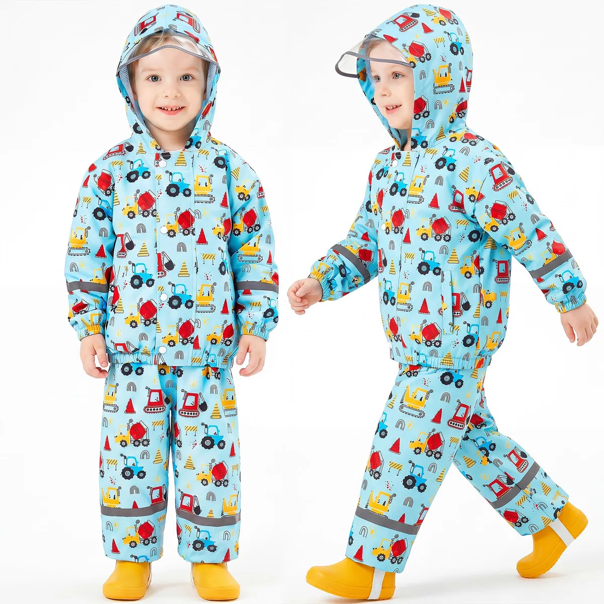 Regenanzug für Kinder, Mädchen Wind und wasserdicht Netzfutter Regenjacke & Regenhose Leicht Regenmantel mit Reflektor Regenset Zweiteiliger Regendichte Matschanzug Regenkleidung 1-7 Jahre
