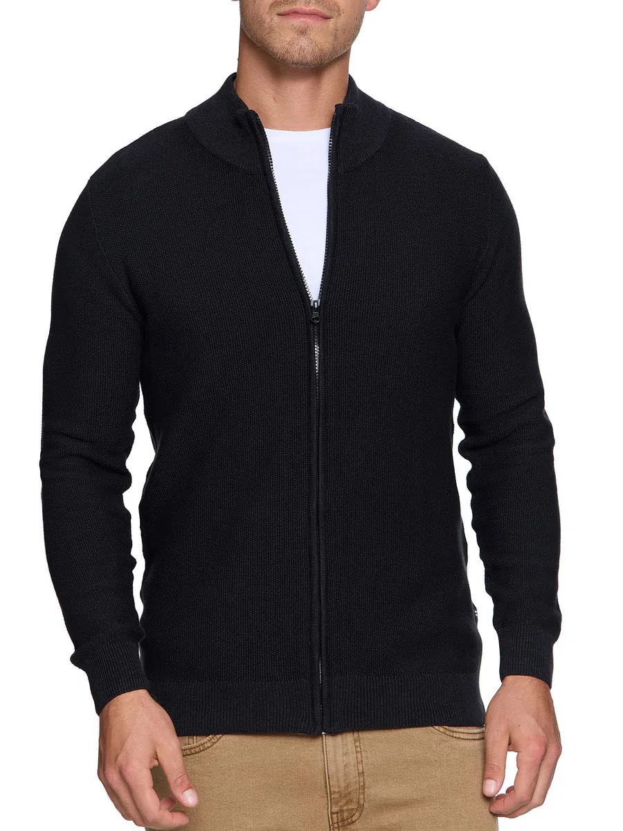 Indicode Herren INWestmoon Strickjacke mit Stehkragen | Fein-Strick Cardigan aus Baumwollgemisch