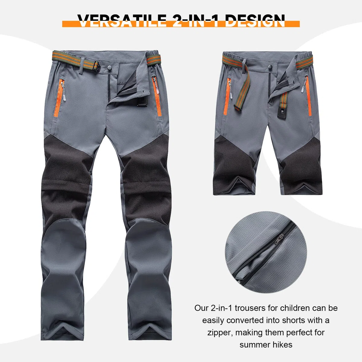 SUKUTU 2-in-1 Zip Off Hose für Kinder Jungen Mädchen Sommer Wandern Hosen schnell trocknend leicht Outdoor Short Pants