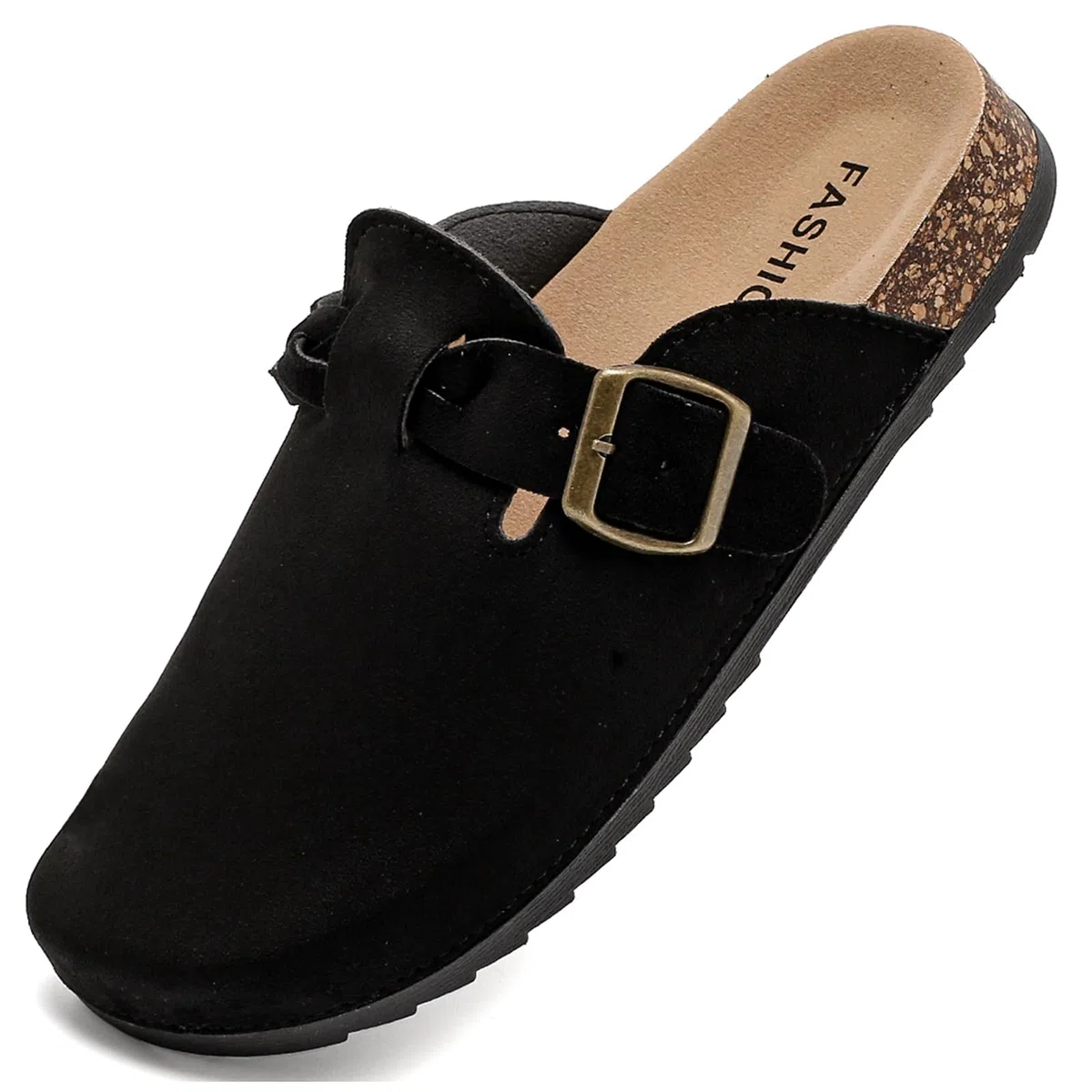 Unisex Clogs Pantoletten mit Kork Leder Hausschuhe Gartenschuhe mit Premium Fußbett