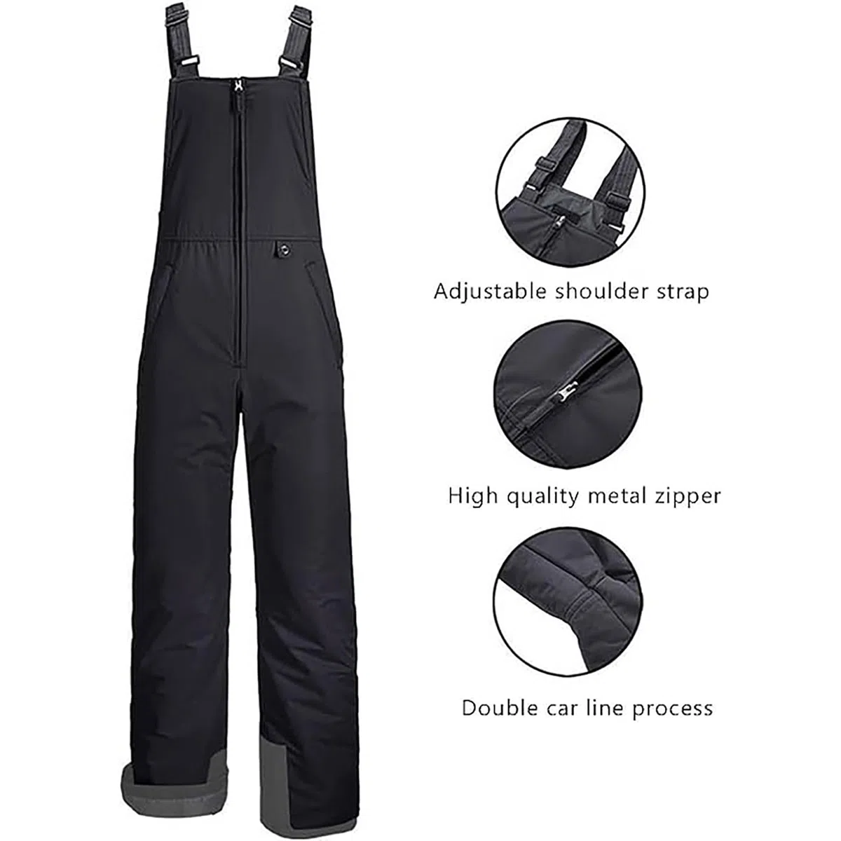 EMATOP Schneehose Damen Wasserdicht Winddicht Skihose Winter Warm Ski Overall Einfarbig Hosenträgerhose mit Taschen Softshellhose Reißverschluss Wanderhose Outdoor Sport Latzhose Thermohose