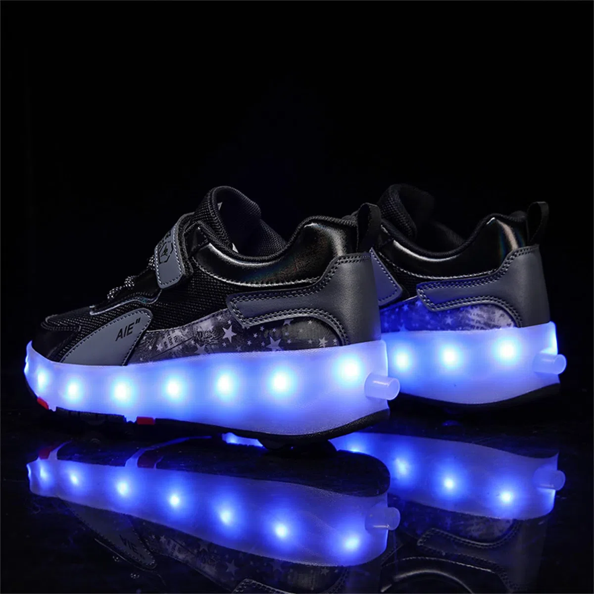Mateju Schuhe mit Rollen für Jungen Mädchen Kinder Rollschuhe Schuhe mit 4 Rollen, 2 in 1 Turnschuhe Versenkbarer, Damen Herren Roller Schuhe Turnschuhe Skateboardschuhe