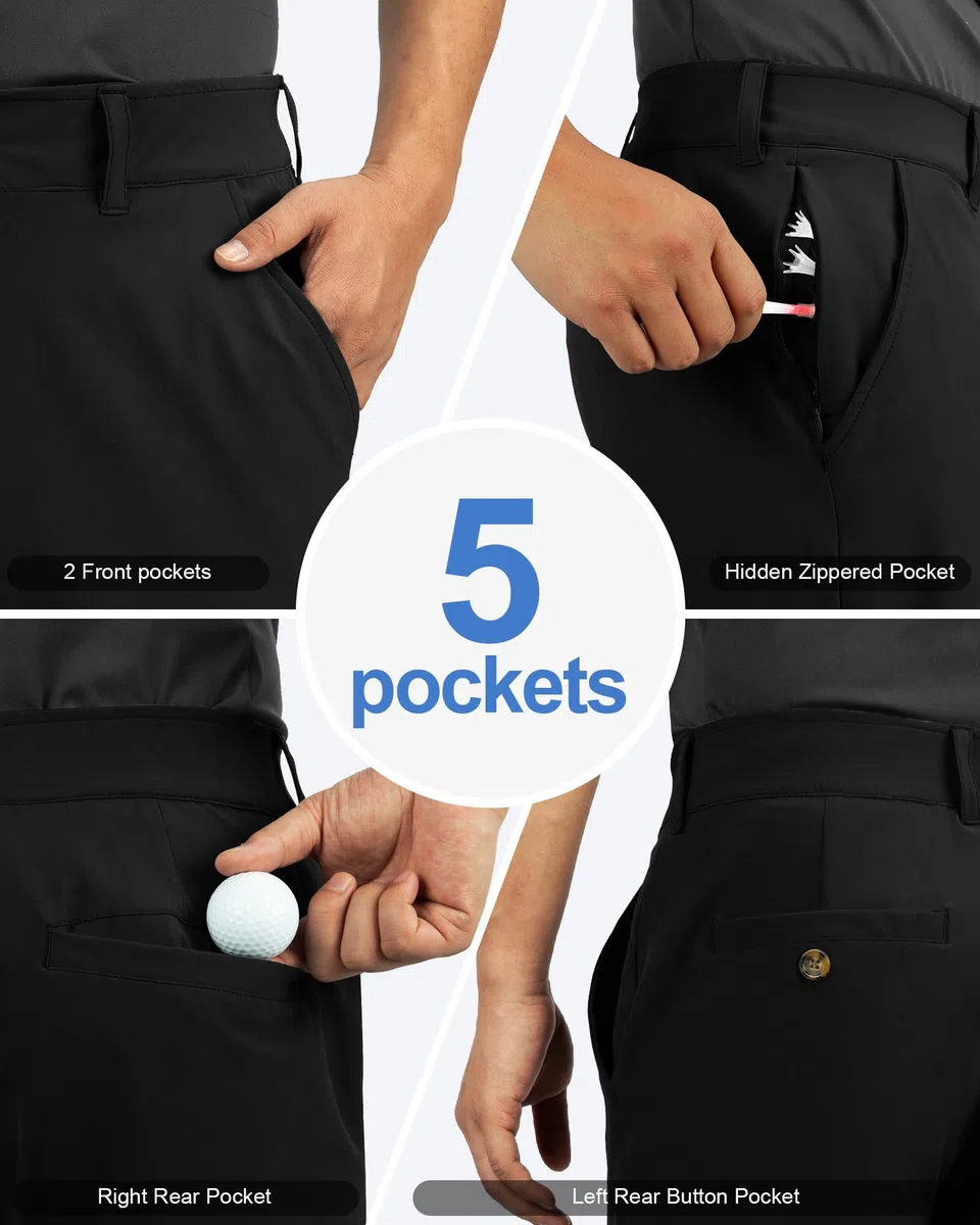 Outdoor Ventures Herren Golfshorts UPF 50+ Stretch Dry Fit Golf Shorts 11'' Bermuda Shorts Leichte Schnelltrocknende Kurze Hose mit Taschen für Golfen Arbeiten