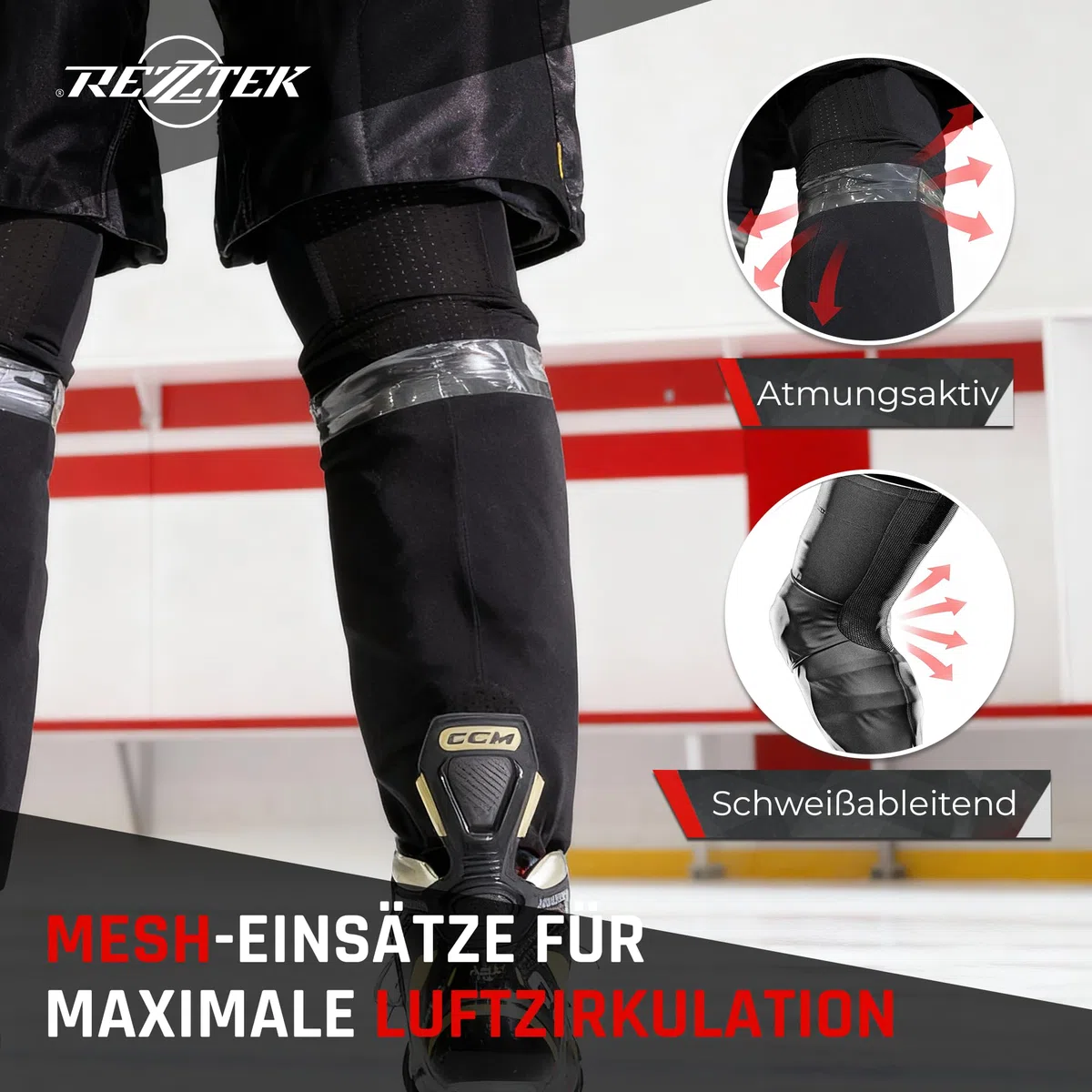 Rezztek Elite Hockeystutzen – Technische Eishockey-Stutzen mit elastischer Passform, Belüftung und strapazierfähigem Design