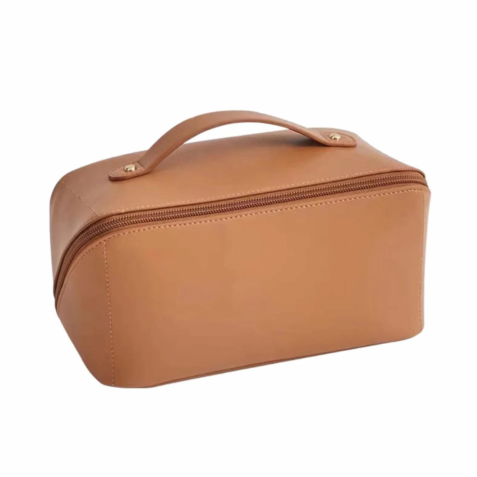 CORIOS Große Kapazität Kosmetiktasche Wasserdicht Kulturtasche Leder Schminktasche Multifunktions Kulturbeutel Tragbare Make-up-Tasche für Damenkosmetik Accessoires und Toilettenartikel Braun