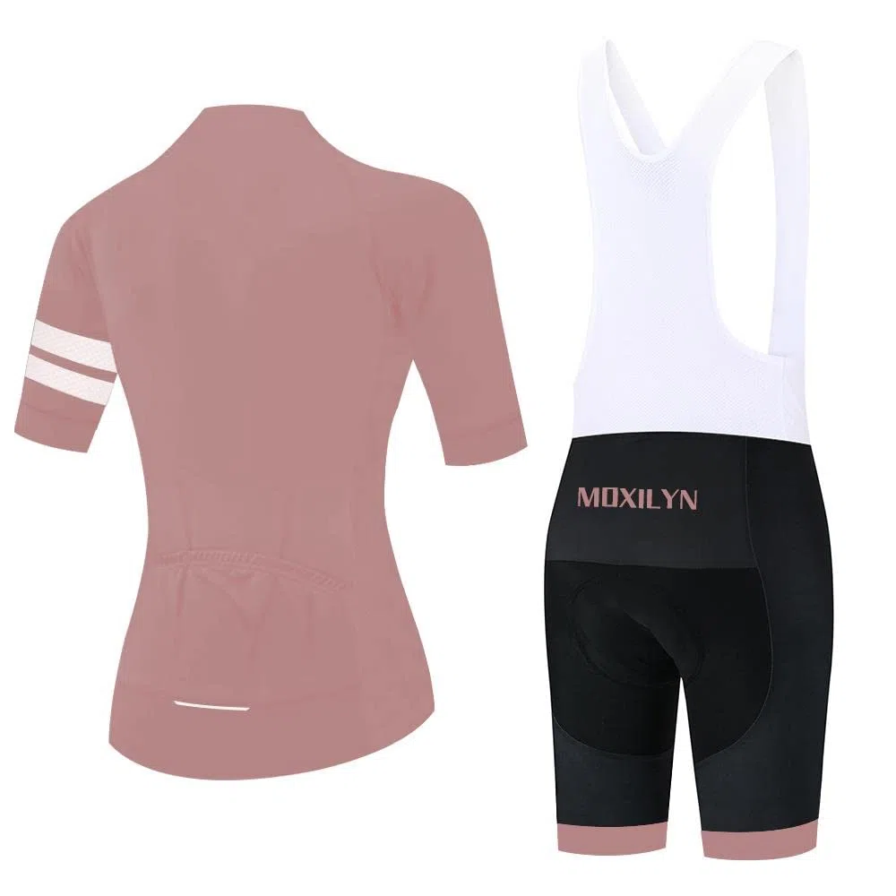 Damen Fahrradtrikot Set, Outdoor Kurzarm Radsport-Shirt+20D Gel Gepolsterte Kurze Hose Fahrradhose Atmungsaktiv Schnelltrocknend