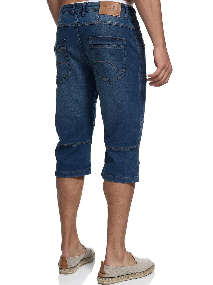 Indicode Herren Fortune 3/4 Jeans Shorts aus 98% Baumwolle | Bermuda Denim Freizeithose für Männer