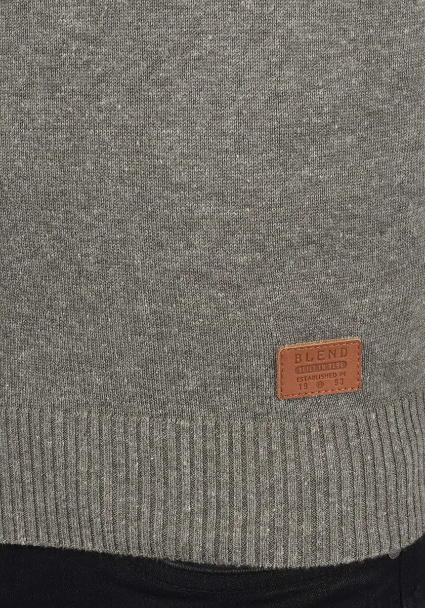 Blend BHNorman Herren Strickjacke Cardigan Feinstrick Pullover mit Stehkragen Reißverschluss Rippbündchen Baumwollmischung Regular fit