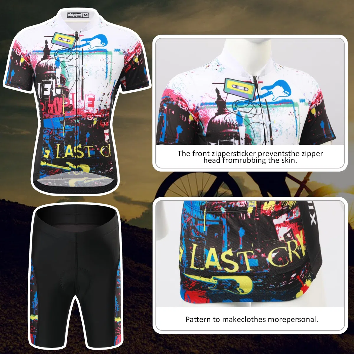 Jungen Radtrikot Set Kinder Mädchen Fahrrad Anzug Unisex Kurzarm Trikot+Radhose mit 3D Sitzpolster Atmungsaktiv Radsport Bekleidung