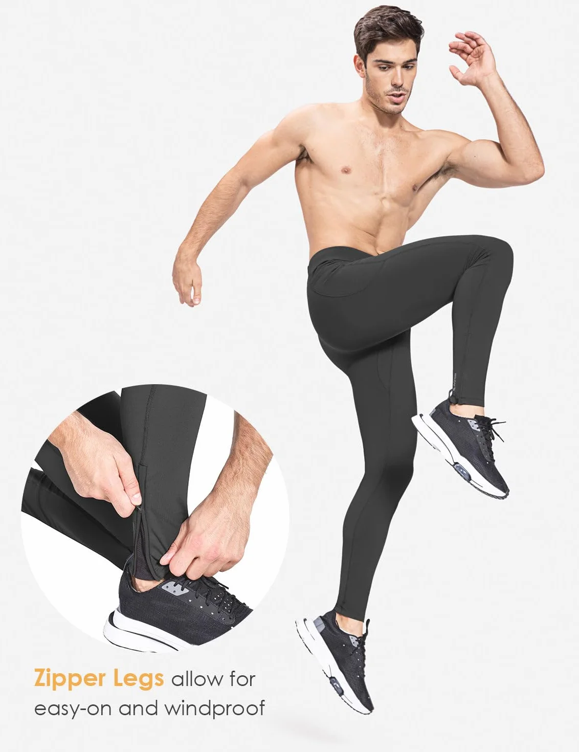 baleaf Themo Running Kompressionshosen Herren Sporthose Winter Trainingshose Atmungsaktiv Sport Leggings Laufhose Lang Tight