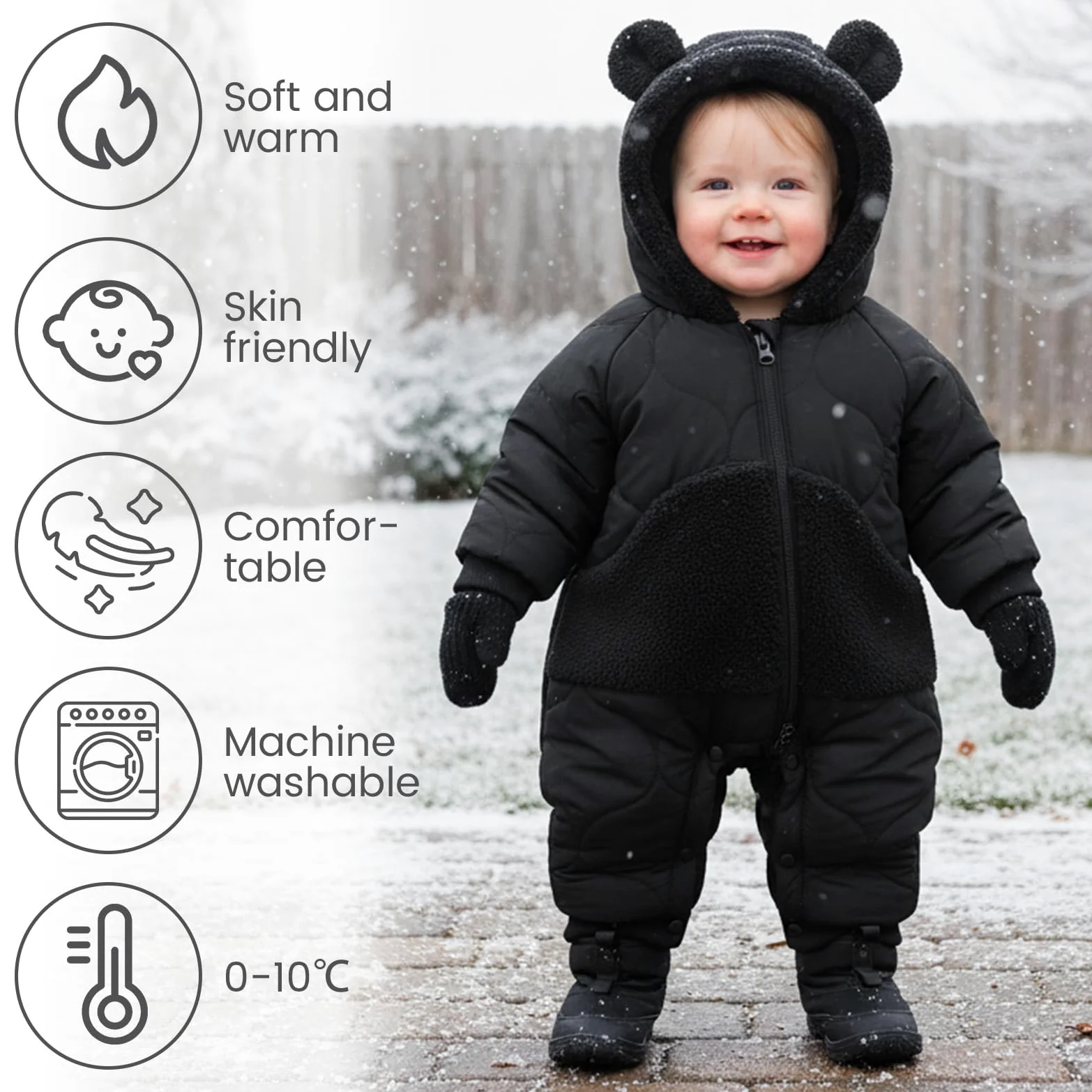 JiAmy Baby Schneeanzug, Baby Jungen Mädchen Winter Overall Strampler Neugeborenes Schneeoverall für 3-24 Monate