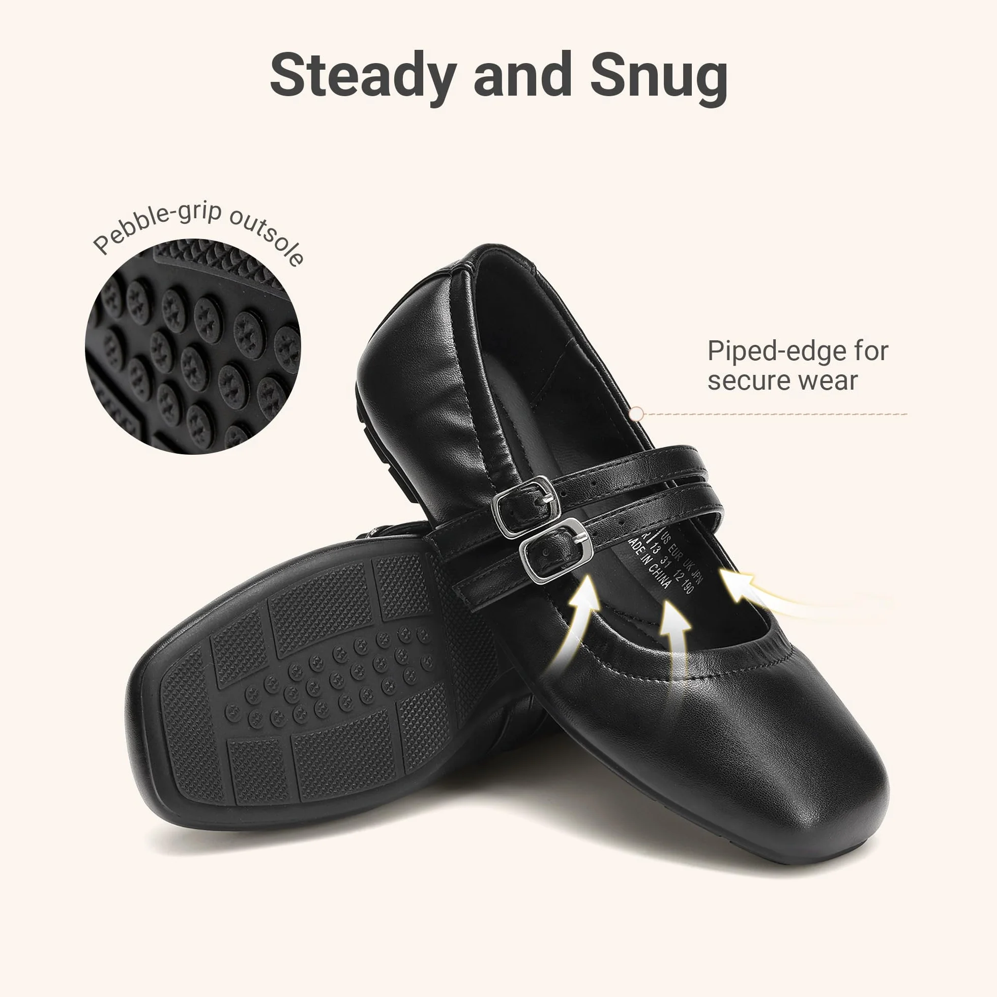 DREAM PAIRS Ballerinas Mädchen Kommunionsschuhe Faltbar Flache Schuhe Prinzessin Schuhe für Party rutschfest Wasserdicht Weich verstärkt Fußgewölbeunterstützung