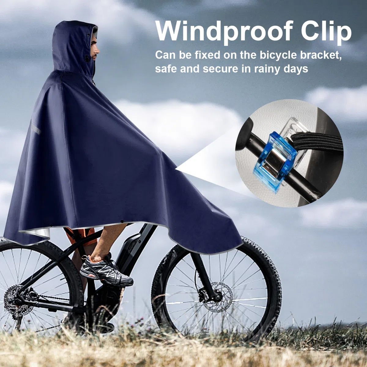 LAMA Fahrrad Regenponcho, Regencape Fahrrad Damen Herren, Wasserdichter Fahrrad Poncho mit Kapuze, Leichte Fahrrad Regenbekleidung Regenjacke für Radfahren Wandern