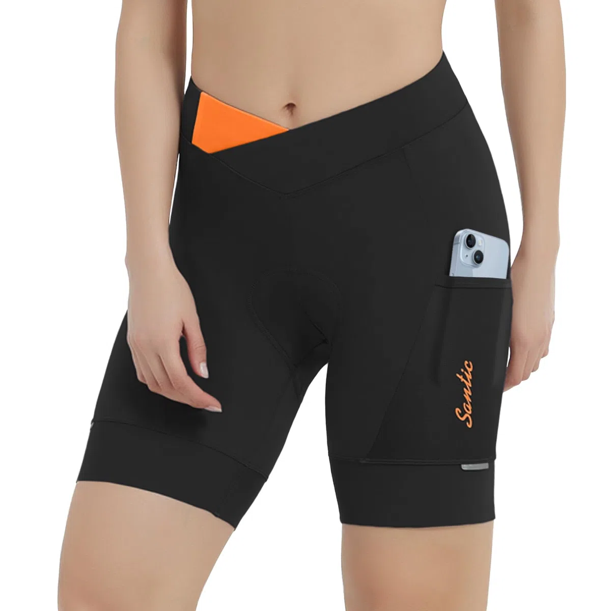 Santic Fahrradhose Damen Gepolstert Kurz Radlerhose Gepolstert Schnelltrockende mit Sitzpolster 3D breiterem dichterem Polster