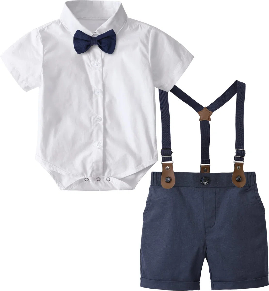 mintgreen Baby Junge Anzüge Ostern Outfit Gentleman Kurzärmeliges Hemd Hose Satz mit Fliege Hosenträger, 3-18 Monate, 60-90