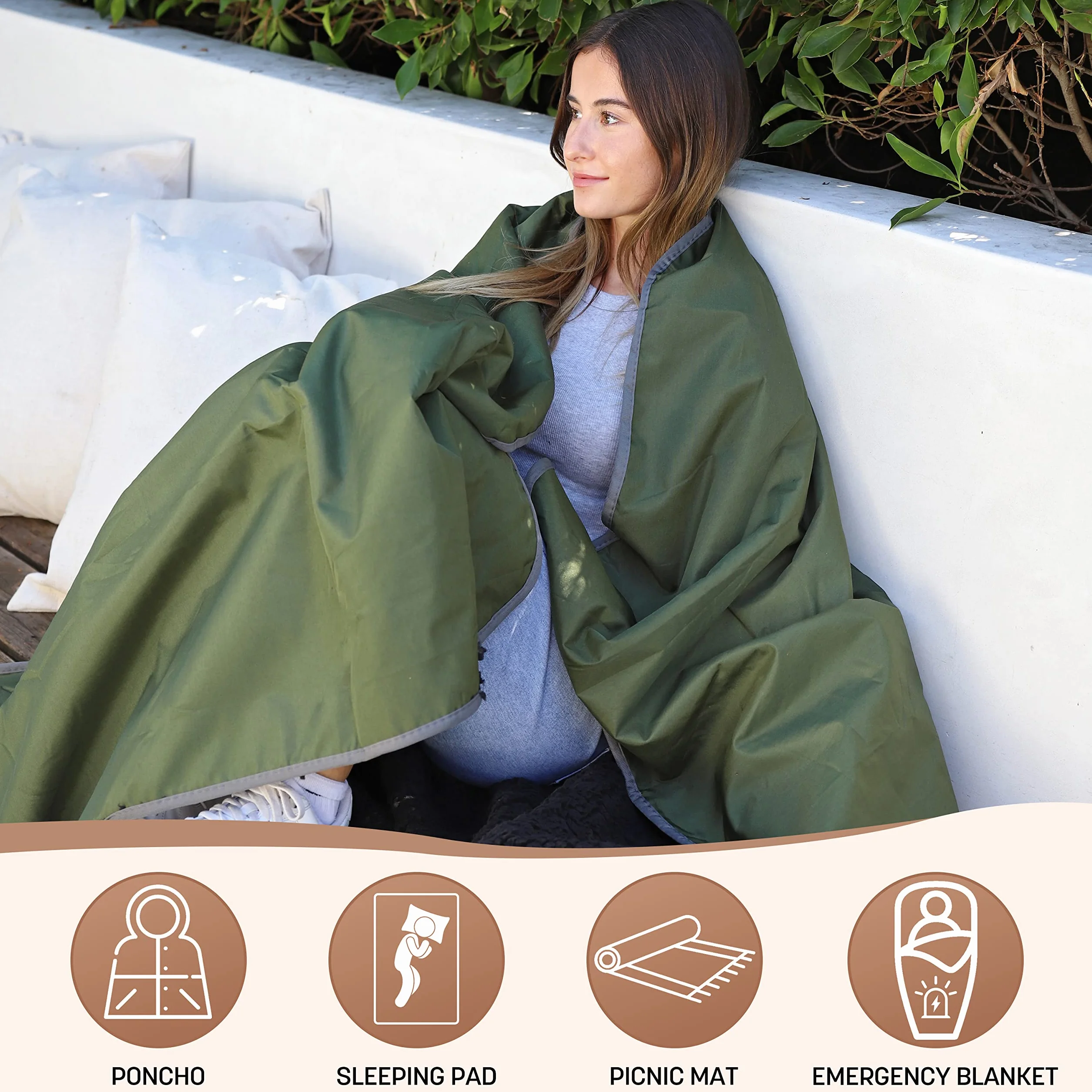 Kato Tirrinia wasserdichte Outdoor-Decke - Wasserfeste Thermo Campingdecke Reisedecke Picknickdecke mit Sherpa-Futter, Wärme Isolierdecke für Camping Auto und Hund, 150 x 200 cm