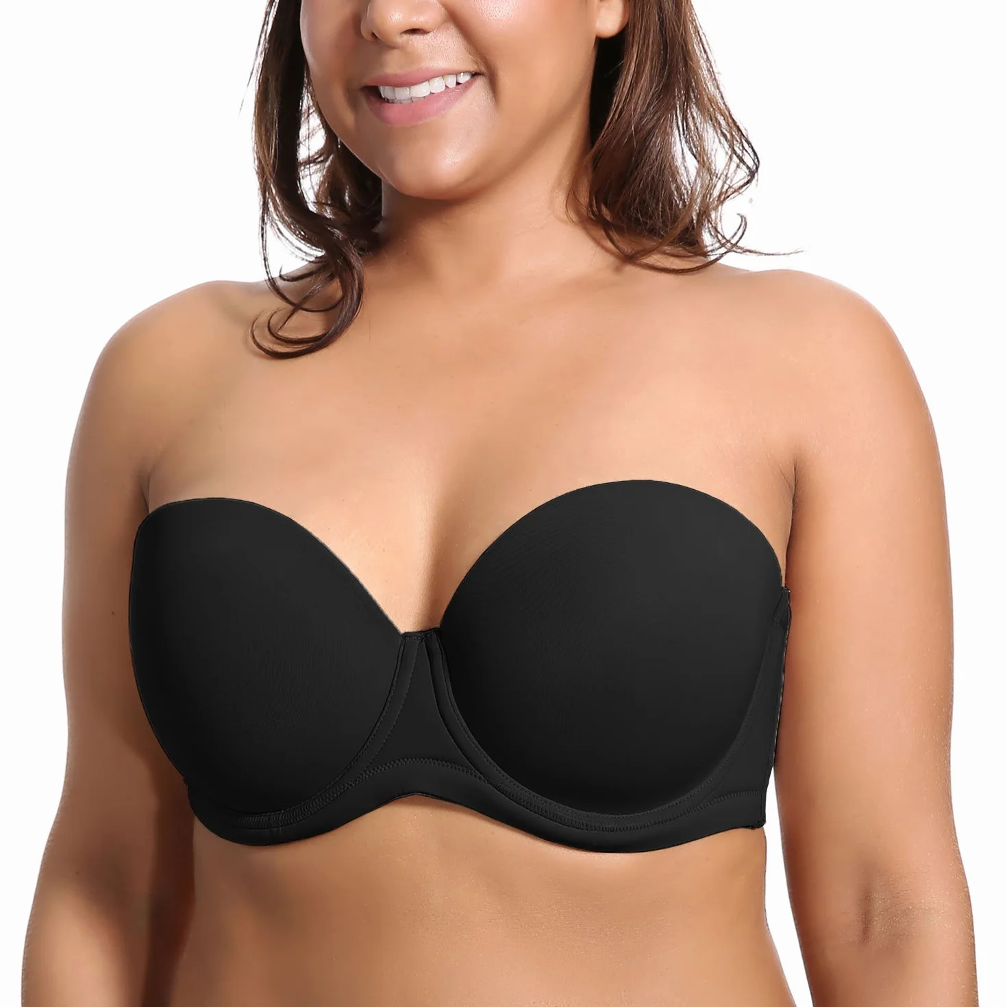 DELIMIRA Damen Trägerloser BH mit bügel Große Größen Seamless Dirndl BH mit Geformte Cups