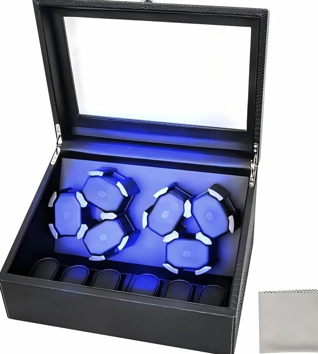 hightall Automatik-Uhrenbeweger für 6+6 Uhren – Watch Winder Box mit Ultra-Leisem Motor, Anti-Kratz Memory Foam & Stabilem Stand, Uhrenbeweger Für Rolex, Omega & Automatikuhren